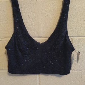 Blue Sequin Halter Top